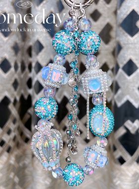 重工奢华手机链精致超闪串珠挂链双层挂件腕带手链挂饰链条挂绳