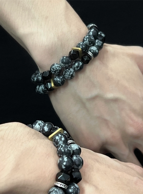 黑金刚石手链男ins风小众设计