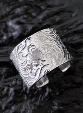 复古风唐草开口戒指女轻奢小众