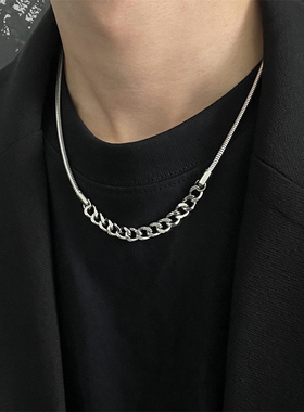 钛钢男锁骨链古巴链吊坠嘻哈冷淡