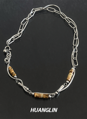 天然石拼接项链男小众设计嘻哈