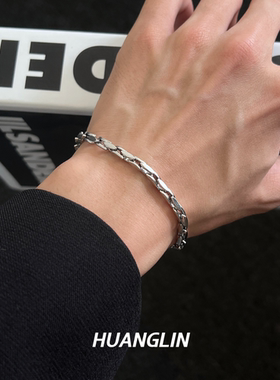 高级感金属异形手链男潮冷淡风