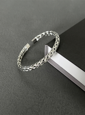 钛钢饰手链麻花辫钢丝开口个性