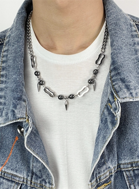 钛钢柳丁项链男锁骨链卫衣项链女