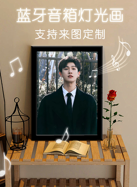 明星照片来图定制发光相框小夜灯卧室床头桌面装饰创意音响灯光画