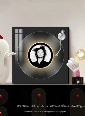 潮牌服装店蓝牙音响摆件画权志龙黑胶唱片挂画音乐工作室装饰画