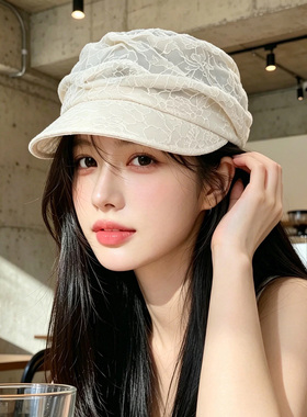 2026新款蕾丝堆堆八角帽子女夏季