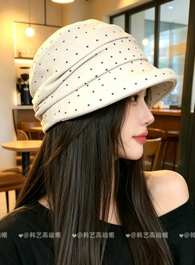 韩系波点山丘褶皱渔夫帽女早秋