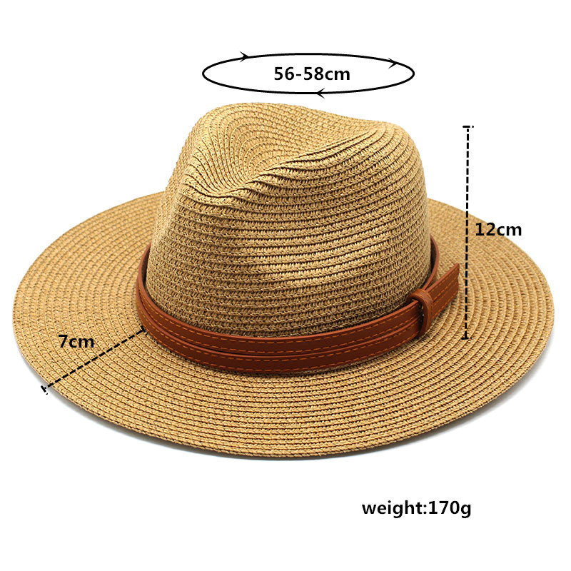 草帽沙滩帽男女海边户外防晒遮阳帽太阳帽礼帽爵士帽 Straw Hat-图2