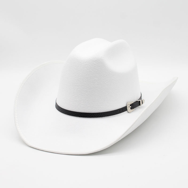 男女骑马帽西部牛仔包边卷檐帽檐礼帽欧美休闲大沿帽 Cowboy Hat-图1