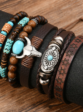 欧美西部牛仔风手链6件套