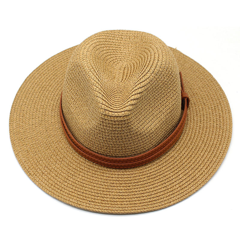 草帽沙滩帽男女海边户外防晒遮阳帽太阳帽礼帽爵士帽 Straw Hat-图1