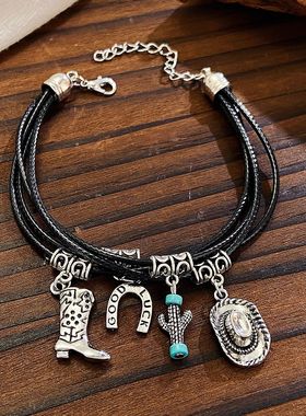 西部牛仔风项链靴子马蹄牛仔帽