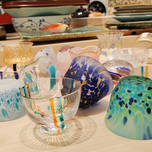 善渊现货日本进口酒具清酒杯酒彩色玻璃小杯皿前菜碟日料板前餐具 - 图3