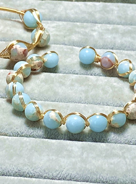 特价原创风14k包金蓝色寿山石