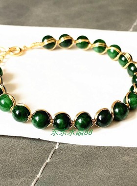 14k包金绕线手工天然绿色甘青