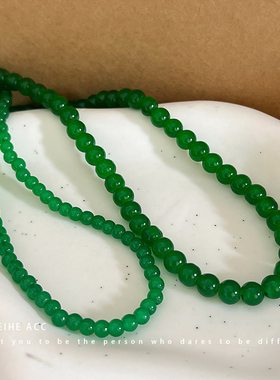 春野寻绿~浓郁墨绿色串珠项链优雅显白贵气感锁骨链设计感颈链