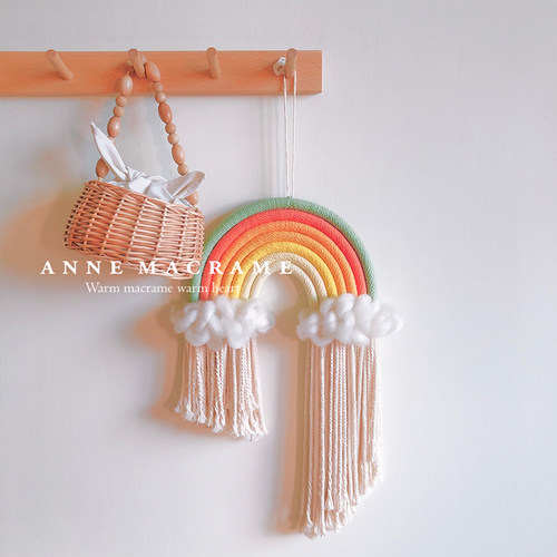 Anne macrame【Wonderland】ins彩虹手工编织挂毯民宿儿童房装饰 - 图0