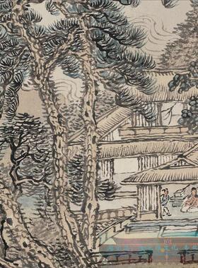 清王翚草堂碧泉图仿古名家国画.山水画立轴竖幅装饰画高清微喷