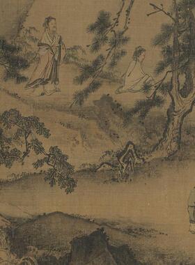 宋马远春游赋诗图西园雅集图古代名家字画长卷人物t画彷古微喷
