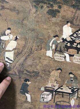 真迹高清复制品中国古代名画宋o徽宗赵佶文会图挂轴装裱定制挂画