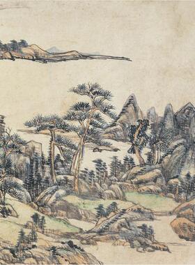 王原祁麓台k南山积翠古代山水风景国画真迹高清微喷彷古复制品手