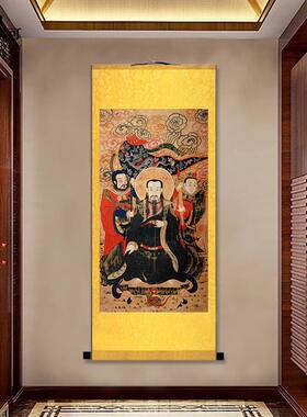 佑圣真君真武大帝画像道家挂画装饰画佛堂卷轴画I丝绸画人物装饰