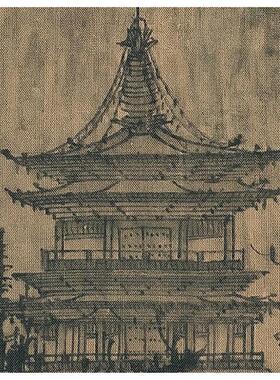 北宋李成晴峦萧寺图d古代山水人物国画高清微喷复制临摹手稿装饰