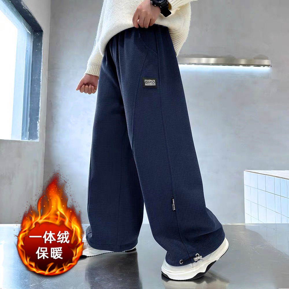 男童一体绒裤子秋冬季2025新款儿童加绒休闲裤灯心绒裤保暖运动裤 - 图2