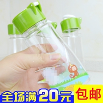 Cute Cartoon Transparent With Hand Cups Portable Outdoor Tea Leaks Cups Sealed Plastic Cups Slingcup Students