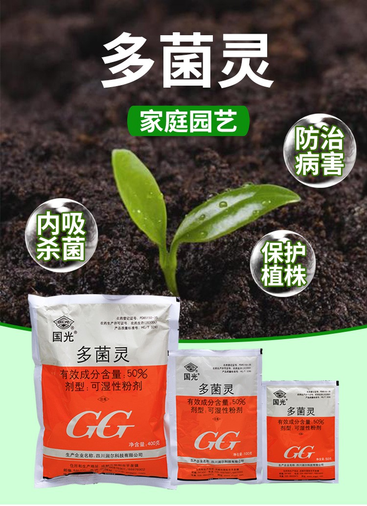 国光多菌灵植物叶斑病月季黑斑病多肉白粉病杀菌剂灭菌灵通用花药 - 图0