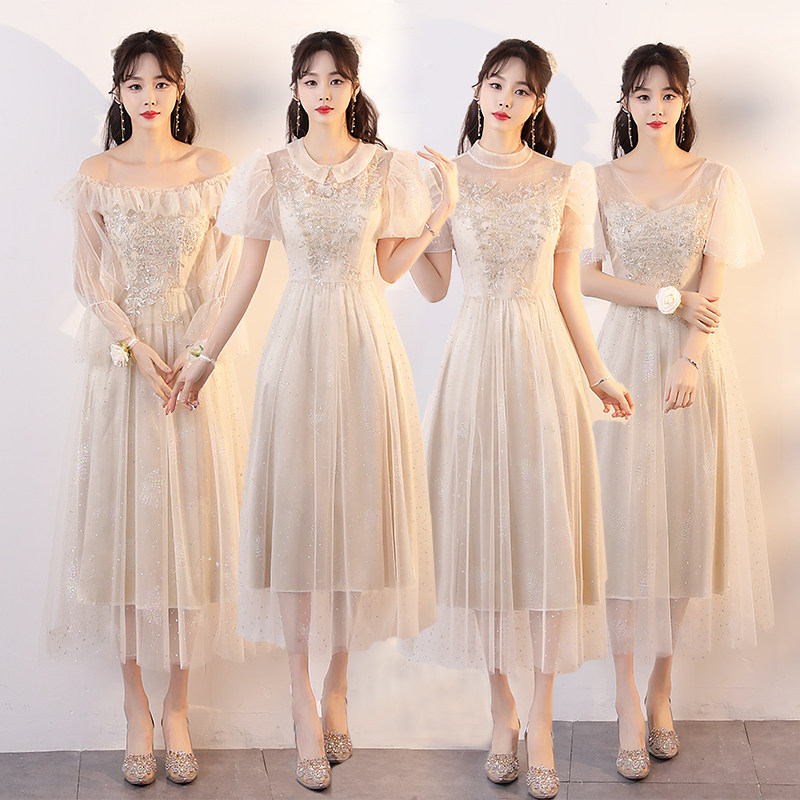 伴娘服2024夏季新款结婚姐妹裙伴娘团仙气质显瘦毕业小礼服高级感