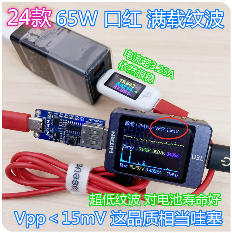 超低纹波 65W氮化镓充电器 含5A PPS激活荣耀70 Pro 50W超充适用iQOO 12/11S/10 44W 三星45W S24U - 图1