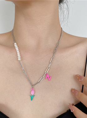 天然淡水冷淡风钛钢项链毛衣链