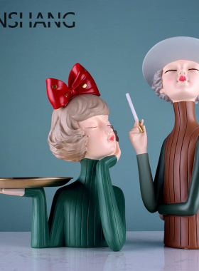 简约现代创意抽象少女摆件家居装饰品软装人像雕塑摆设