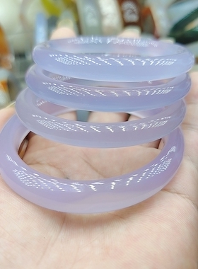天然玛瑙玉髓手镯马料白冰，紫罗兰手镯手环直播链接