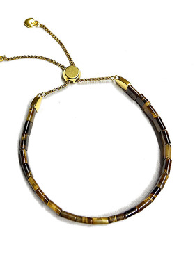 黄虎眼石小方块手链男女同款美拉德轻奢简约吸金小众时尚日常叠戴