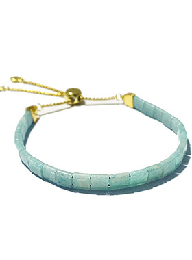 天然蓝绿天河石小方块手链