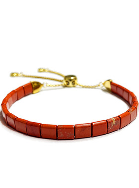 红石小方块手链红碧玉红色宝石本命年精致手串细手环女生生日礼物