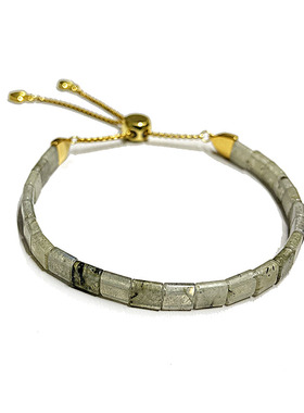 天然白闪光石小方块手链长石手环