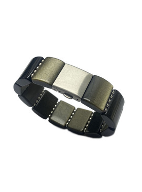 天然金曜石猫眼效应手环宽版小众扣头设计送男友手链礼物扣头手排