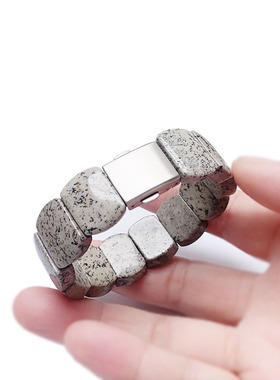 手环宽版天然岫玉河磨玉浆草花玉芝麻糕手排扣头款手链男款礼物