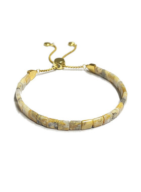 墨西哥原石小方块手链精致小巧黄纹梦幻疯狂玛瑙手环串珠油画风