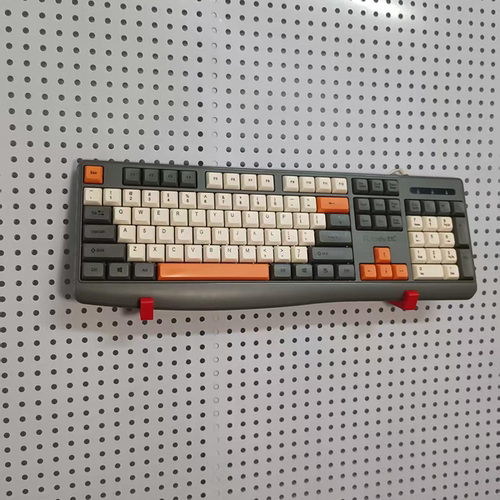 圆孔洞洞板配件电脑键盘支架电竞收纳挂钩展示架墙上倾斜架托壁挂 - 图0