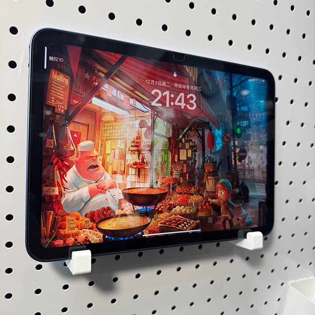 16 253D printed hole plate accessories, round hole ipad flat bracket, no punching, home storage custom hanger