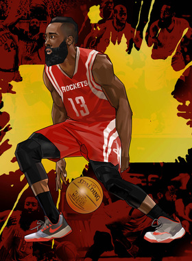 22装饰画贴图海报 哈登篮球火箭队nba球星贴画 篮球壁纸宿舍装饰