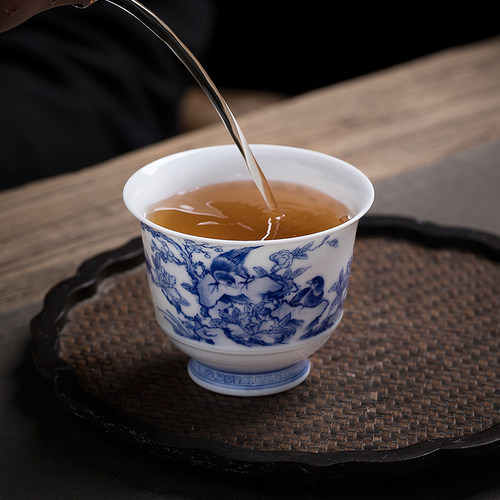 陶瓷手工主人杯单杯个人杯手绘青花花鸟功夫茶杯品茗杯景德镇茶具 - 图2