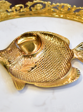 年年有余黄铜摆件鱼形家居收纳盘创意装饰品样板房摆设乔迁礼品