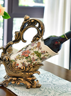 红酒架家居摆件欧式复古客厅酒柜餐桌装饰品家用葡萄酒瓶置物架