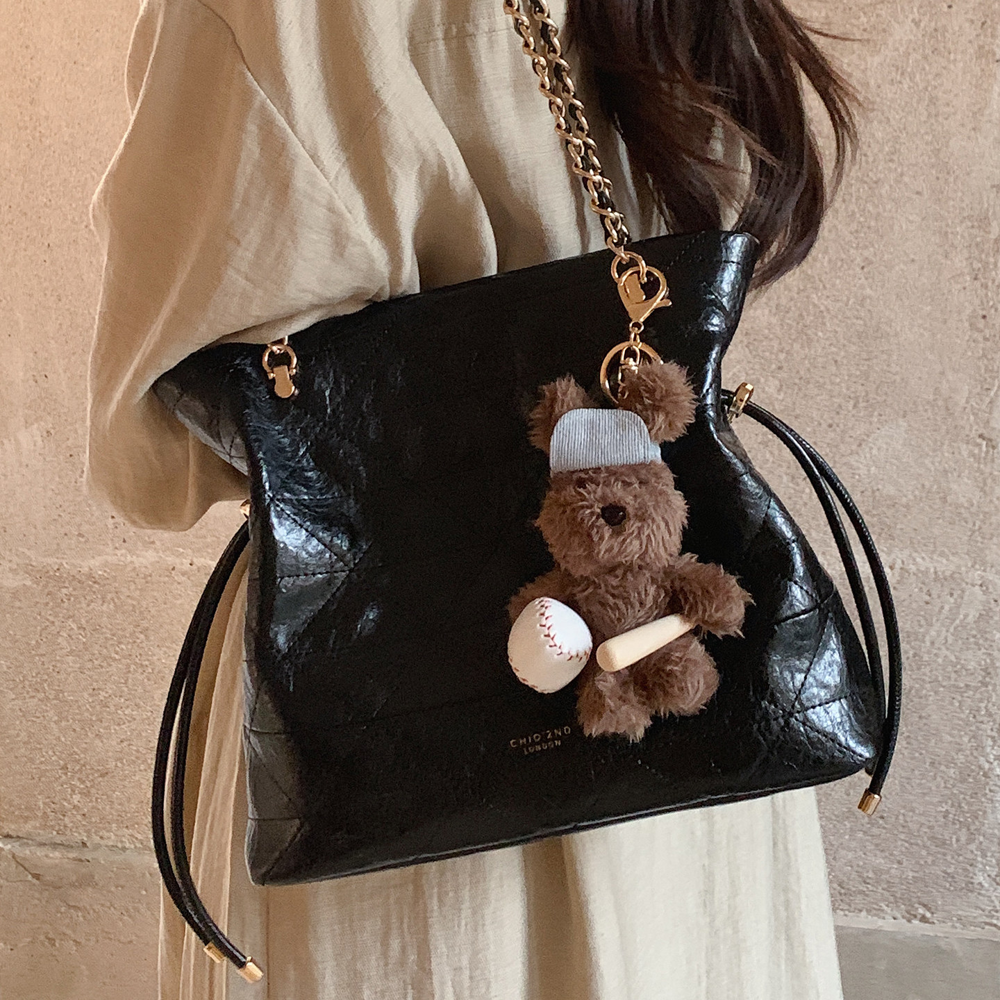 南风Chio2nd 曼城港湾大号托特包包女洋气小众菱格链条手提单肩包,淘宝优惠券,粉丝福利购,淘宝优惠卷